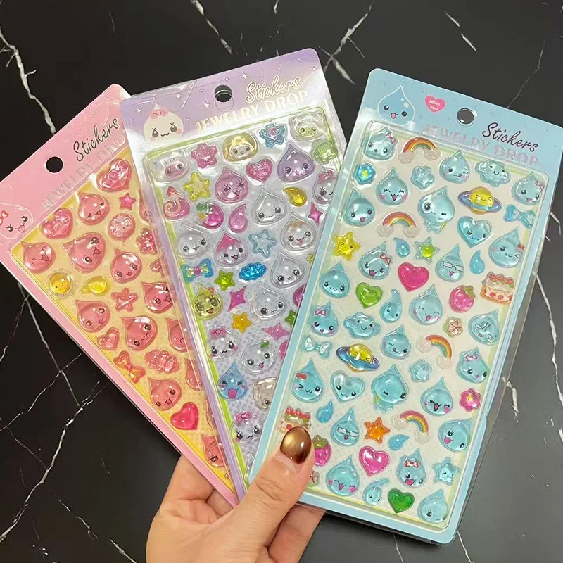 

Cute Water Drop 3D Embossed Stickers Kawaii Creativity Waterproof Sticker Diy Scrapbook Journal Phone Case Decoration Girl Gift