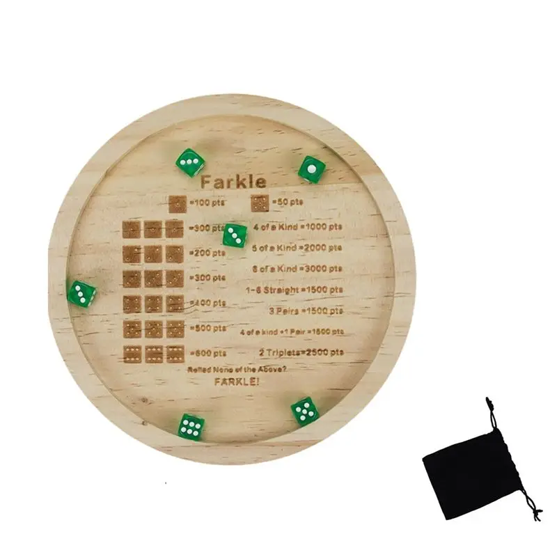 

Dice Game Tray Wooden Classic Dice Game With Tray Dice Dish Family Game Exciting Games For Adults Kids Includes Six Dice Multi-P