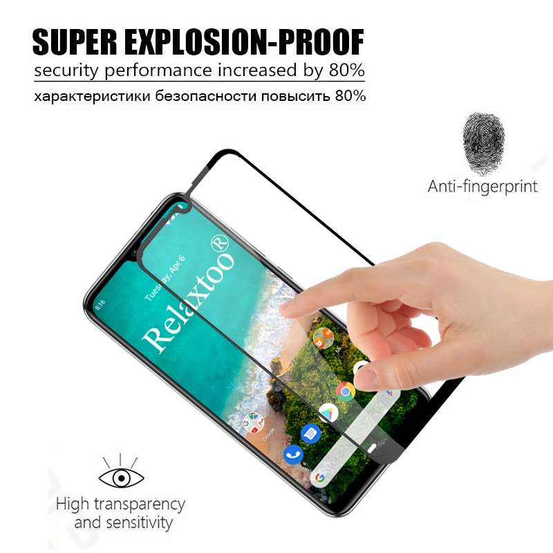 Lot de 2 étuis de protection en verre pour Xiaomi Mi A3, film de sécurité pour téléphone portable