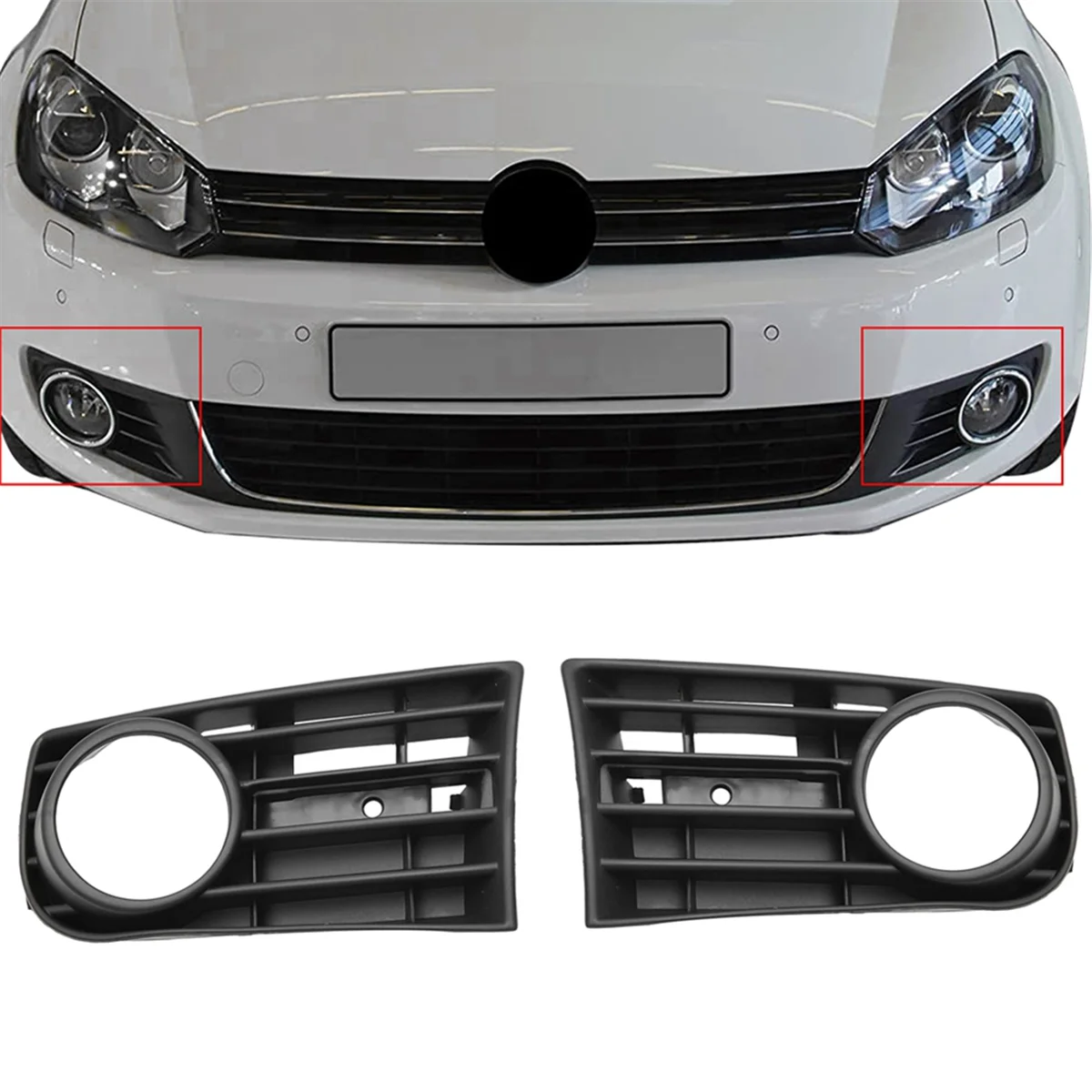 Front Left Right Bumper Fog Light Grille Cover for Volkswagen Golf5 MK5 2005 2006 2007 2008 2009 1K0853665B 1K0853666B