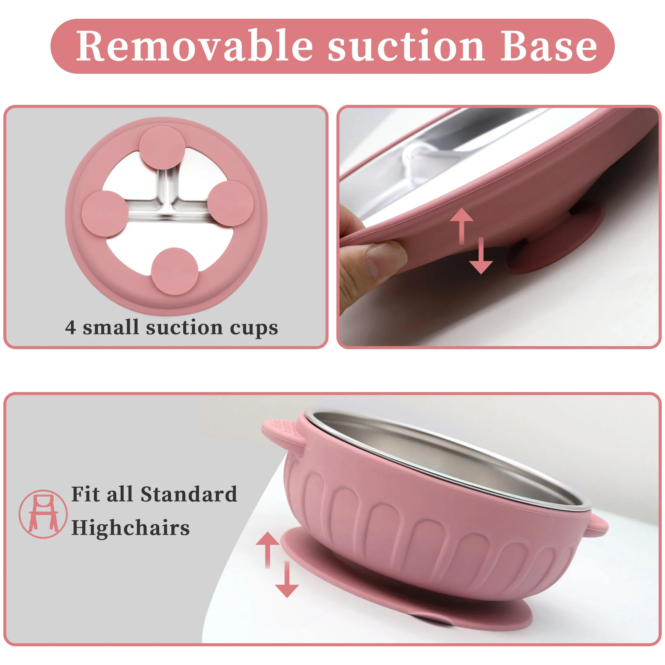 Silicone Stainless Steel Tableware 7-Piece Set, Bib, Plate, Bowl, Stainless Steel Spoon, Fork, Multifunctional Water Cup Set