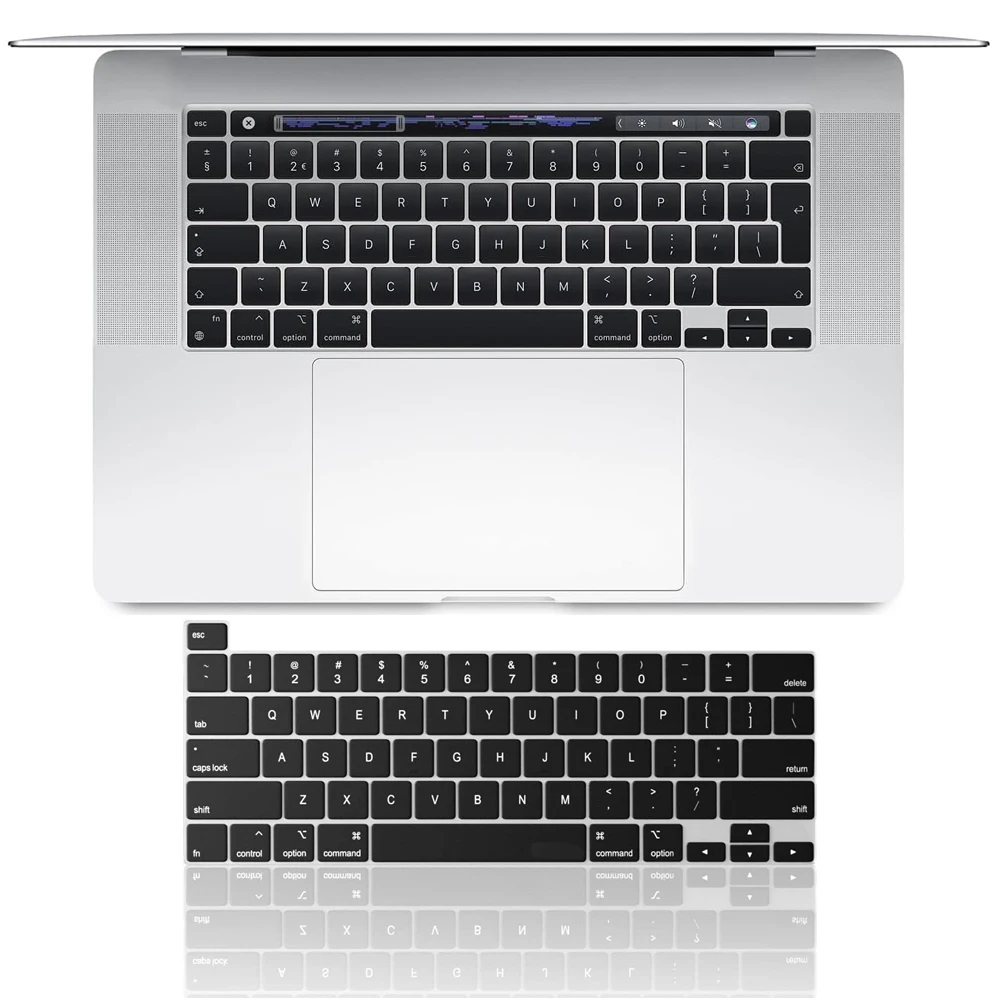Keyboard Cover Skin for MacBook Pro 13 2020 -2022 Chip M1 A2338/A2289/A2251 and 2020-2019 Pro 16 Inch (A2141) Protector (Black)