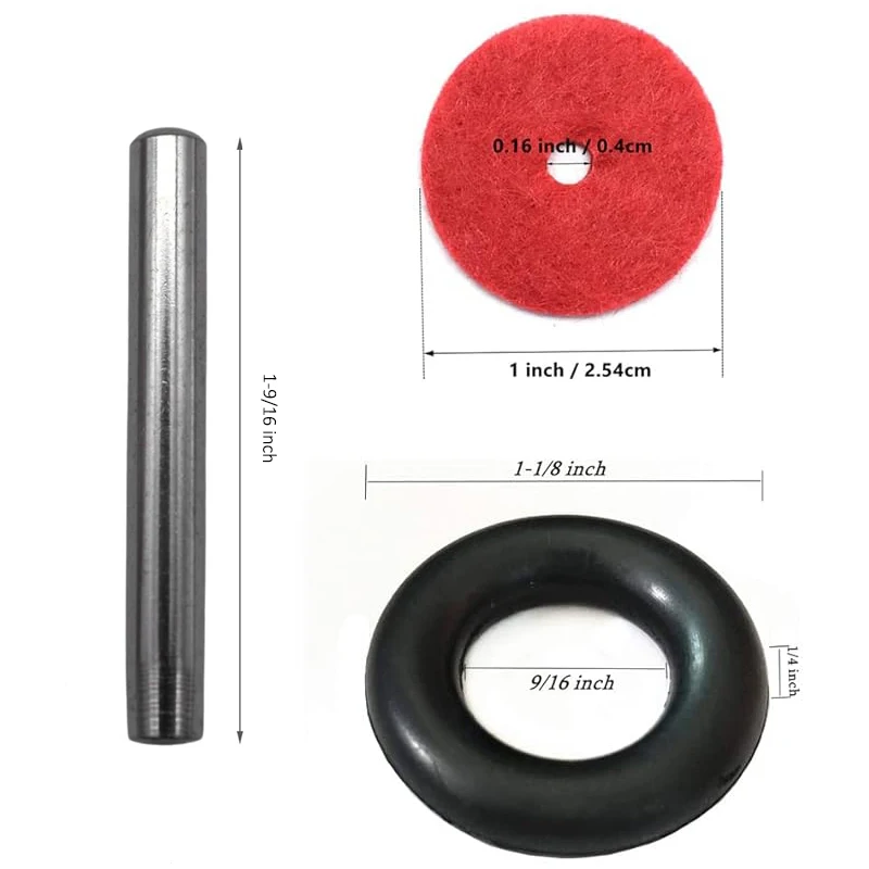 2 Pcs Metal Vintage Spool Pins + 1 Pcs Bobbin Winder Tire + 2 Pcs Red Spool Pin Felt Pad for Singer Domestic Sewing Machine