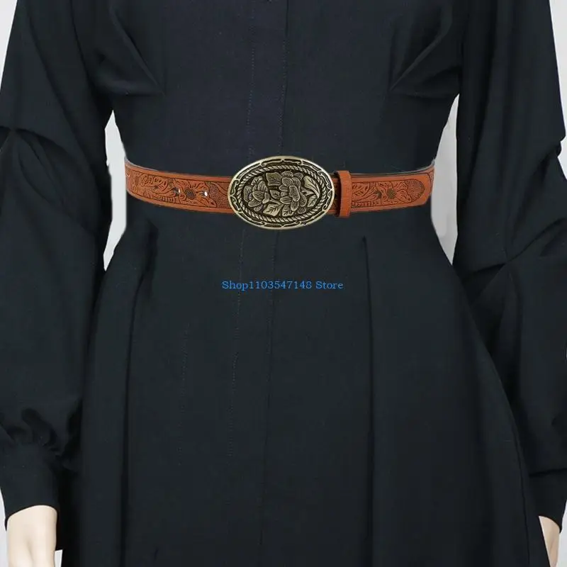 حزام الخصر P88B روك آند رول حزام منقوش رائع حزام كاوبوي راعية البقر الكلاسيكي