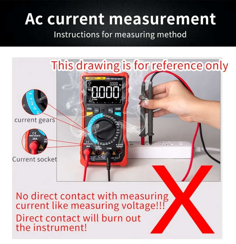 ANENG DM850 Smart Multimeter, professionelles automatisches AC/DC-Spannungsprüfgerät, 1999 Messwerte, Ohm-Amperemeter-Detektor, Widerstandsmessgerät – Detail 9