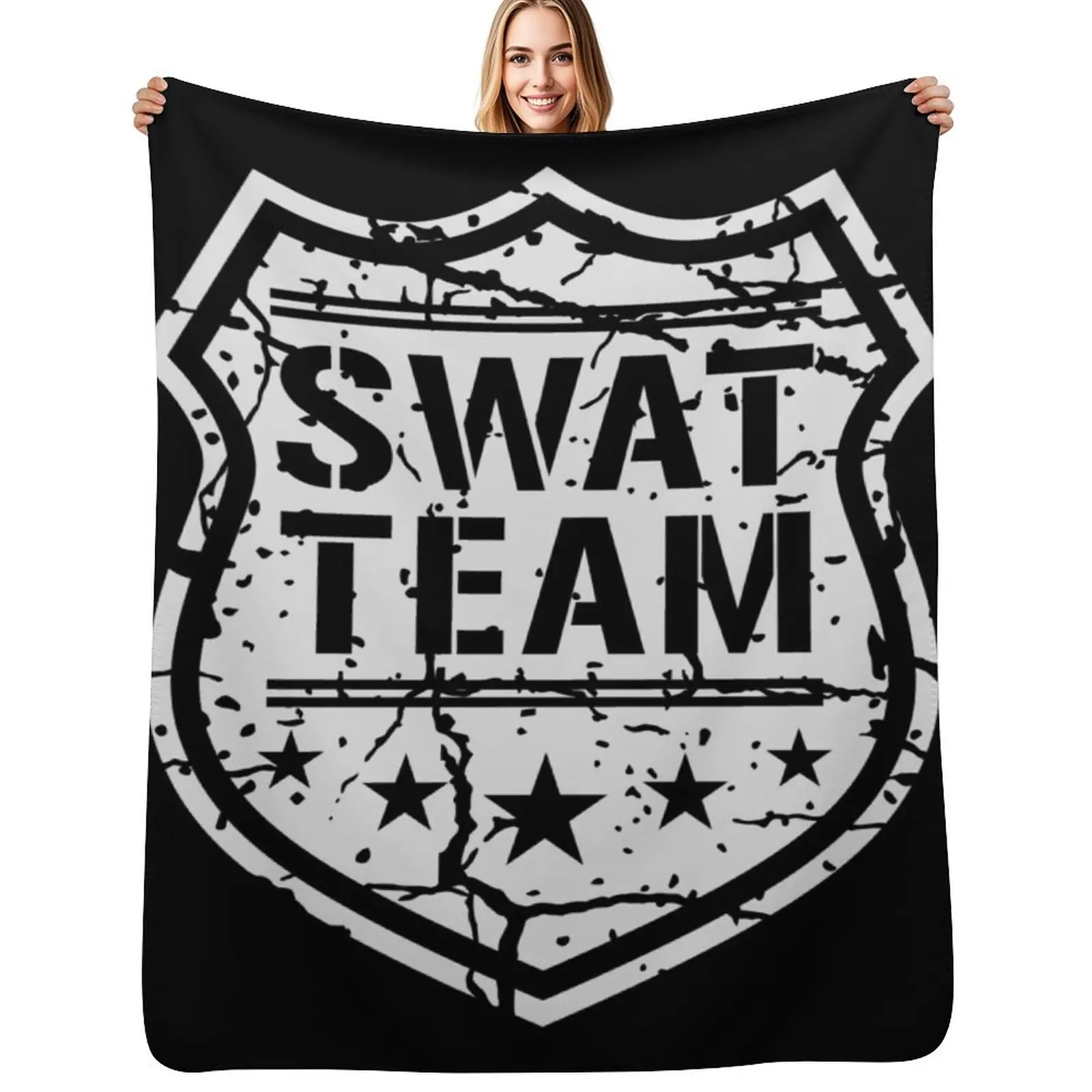 Swat Team Shield Throw Blanket valentine gift ideas blankets and throws manga Beautifuls Comforter halloween Blankets