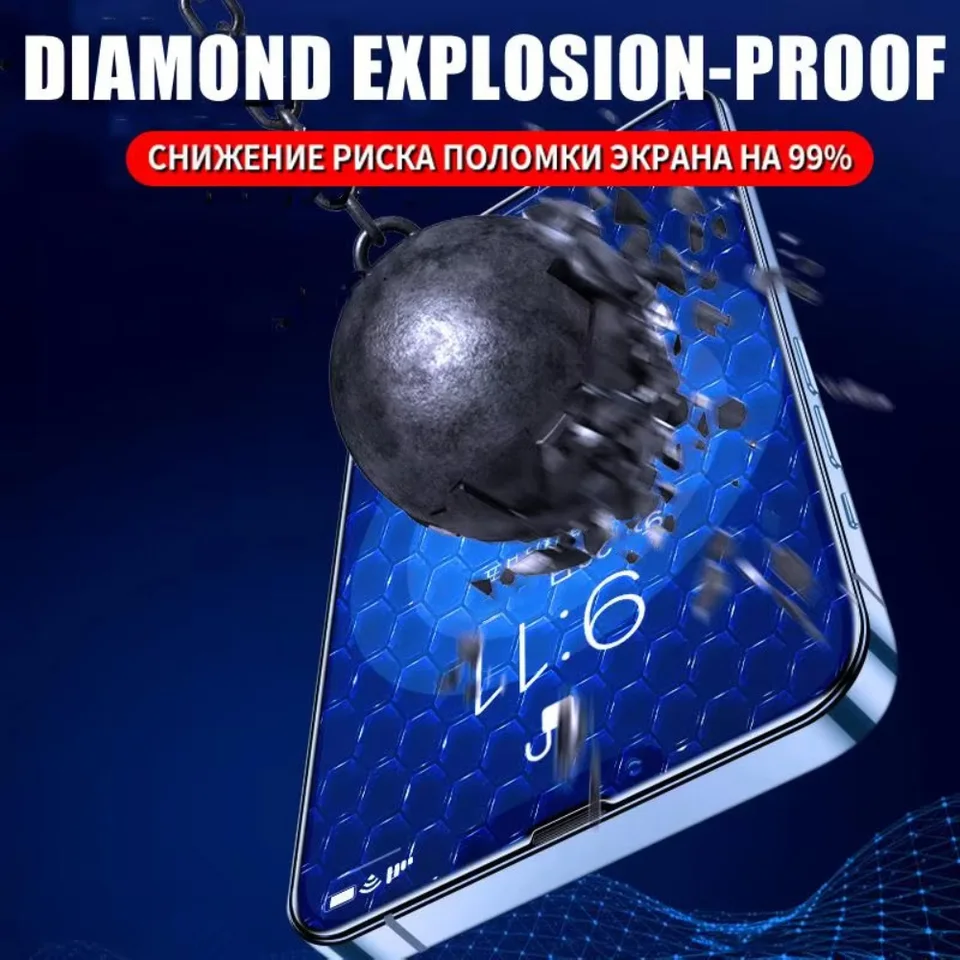 NNBILI 1 pieza Vidrio templado 9H antiburst para iPhone 16 15 14 13 12 Pro Max para 16e 12 13 Mini Series Vidrio templado de cobertura completa 3