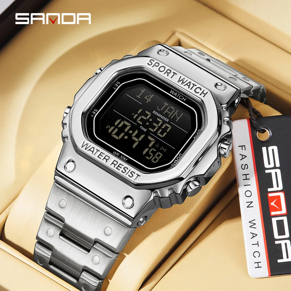 

SANDA 2172 2173 Fashion Electronic Men's Watch Multi Functional Waterproof Complete Calendar Watch for Men Relogios Masculino