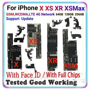 Bilashmart iPhone X / XR/ XS / XS Max Unlocked Motherboard With Face ID 64GB 128GB Clean iCloud Logic Board 100% Tested Mainboard