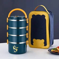 1- 3.1L Portable Bento Box Stainless Steel Thermal Leakproof Lunch Box For Kids School Worker Office Large Food Container Set
