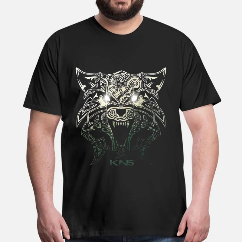 

0415 Celtic Wolf Fenrir Gift T-Shirt Viking Runes Norse Myths Graphic clothes 100% cotton printed Tee All size tops S-6XL