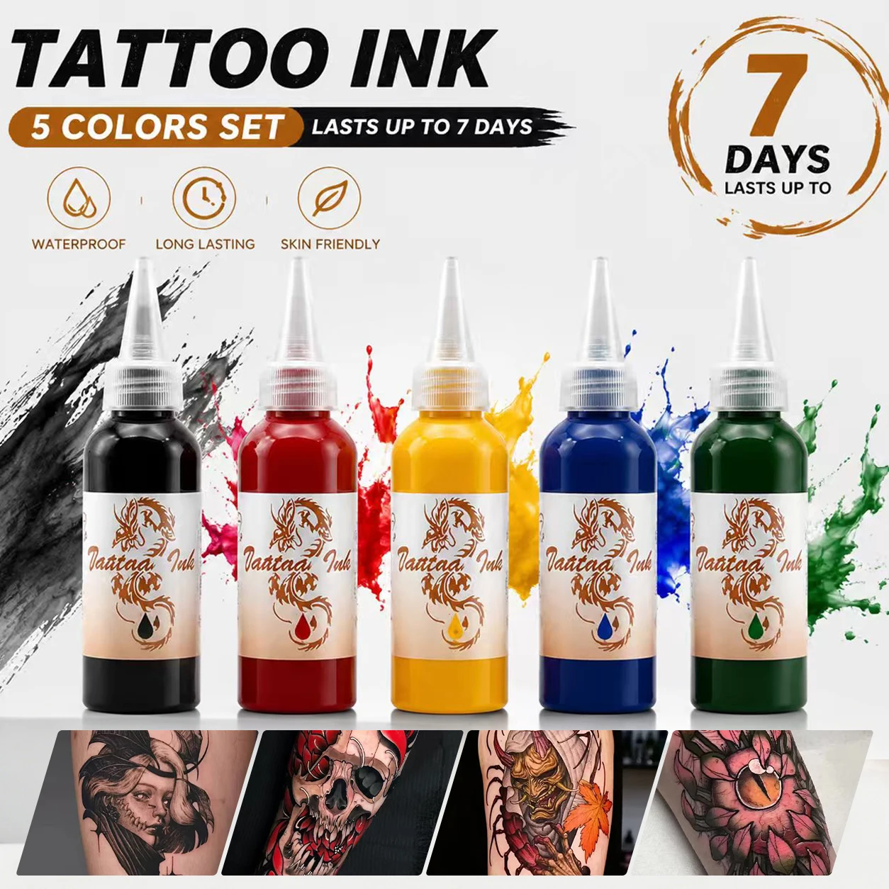 5Pcs Airbrush Body Paint Kit – Waterproof Quick-Dry Temporary Tattoo Ink, Skin Safe Colors for Body Art, Face Painting,Halloween