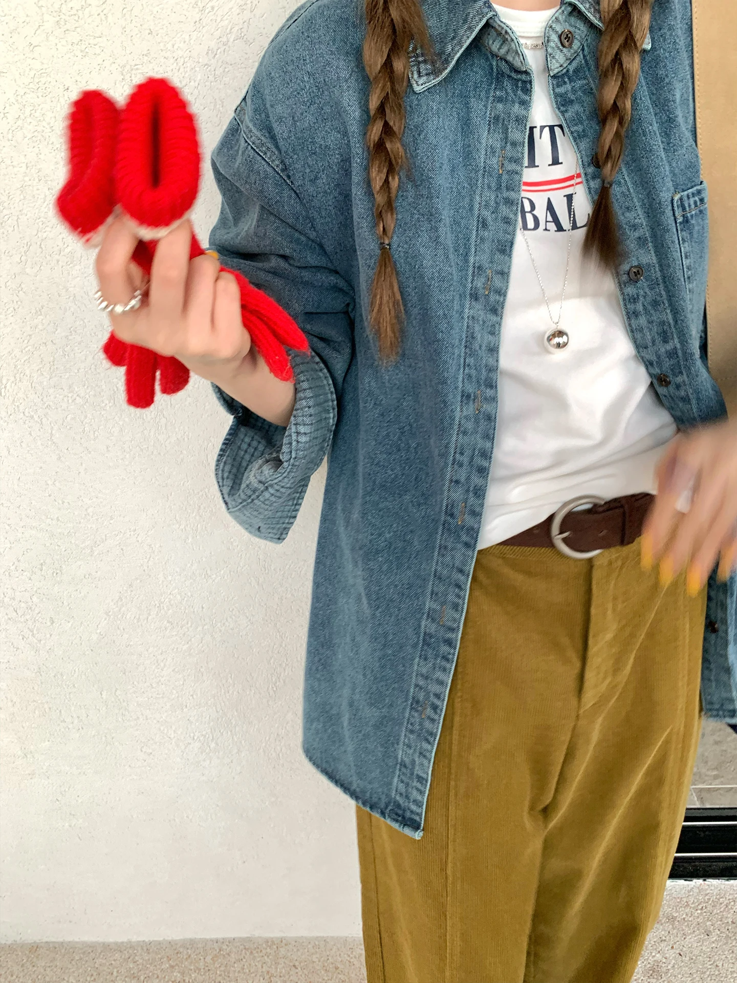 COK Winter Commute Sle Women's Denim Jaet with Inner Fine Plaid Loose Fit Long Sve Cotton Polyester Blend