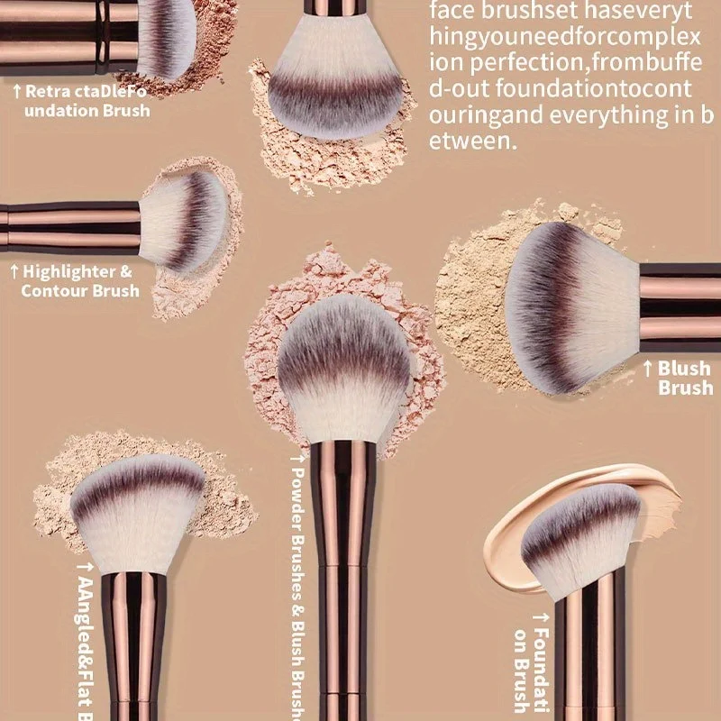 7PCS Dual Head Soft Fluffy Synthetic Makeup Brush Kit with Aluminum Handle for Full Face Cosmetic Application