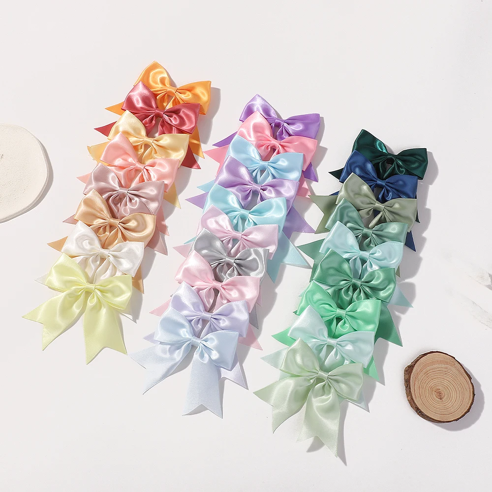 Wholesale 2Pcs Baby Bows Hair Clip For Kids Girls Solid Color Hairpins Barrettes Handmade Headwear Hair Accessories 4.52Inches