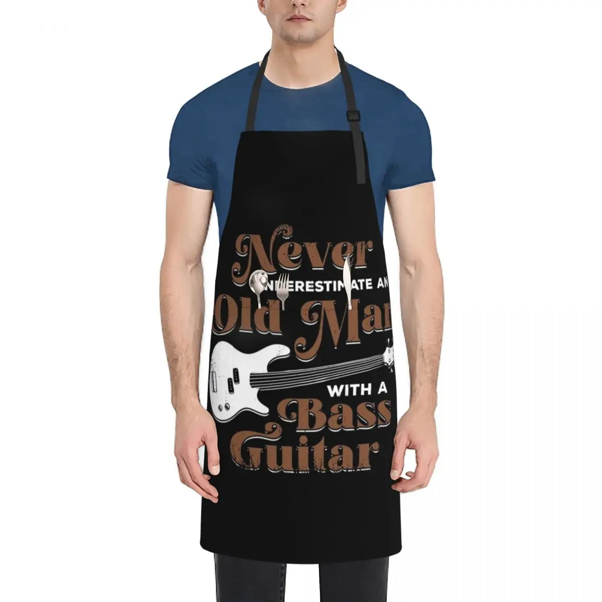 Old Man Bass Player Guitar Musician Bassist Gift Apron Kitchen Women painters Apron