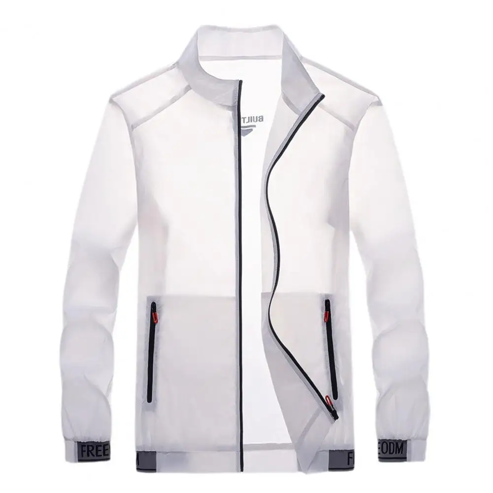 Chaqueta fina de verano para hombre, cortavientos con protección solar brillante, abrigo informal con cremallera, chaquetas Bomber para hombre