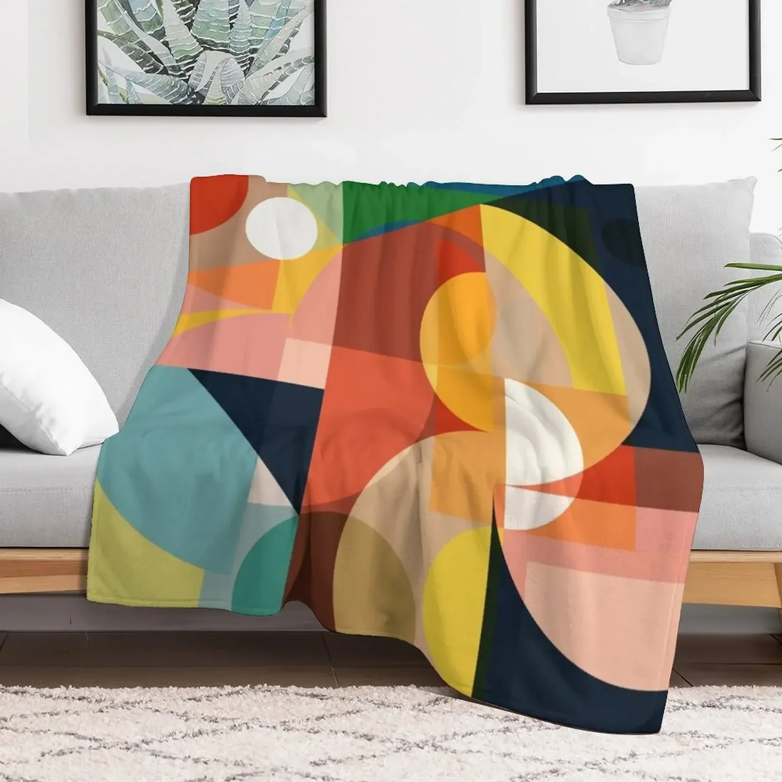 Mid Century Design Throw Blanket Flannel Fabric Furry Hairys Blankets