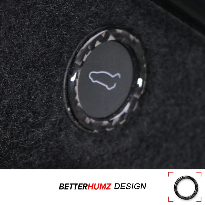 Für Tesla Model 3 Highland Model Y Juniper 2026 Echte Carbon-Faser Heckklappen-Schalter Kreisförmiger Zierstreifen Aufkleber Auto-Zubehör