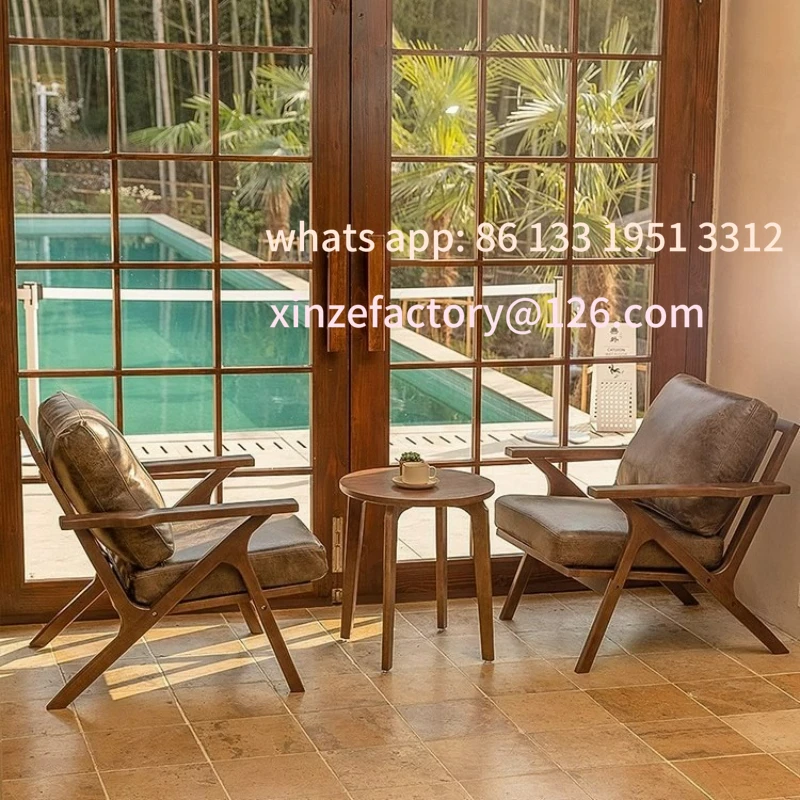 

Customizable retro bronzing cloth solid wood single sofa chair home living room leisure chair