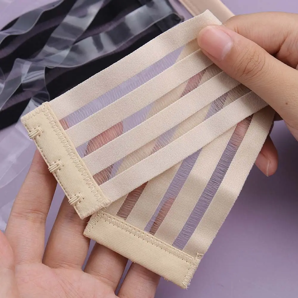Adjustable Solid Color Women 4 Rows Elastic Band Entension Buckle Bra Accessories Transparent Bra Strap Extender Shoulder Strap