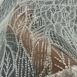2023OFF WHITE/IVORY Lace Sequins 130cm Shiny Brilliant Wedding Lace Fabric Accessories Dresses Lace Fabric Global Shipping