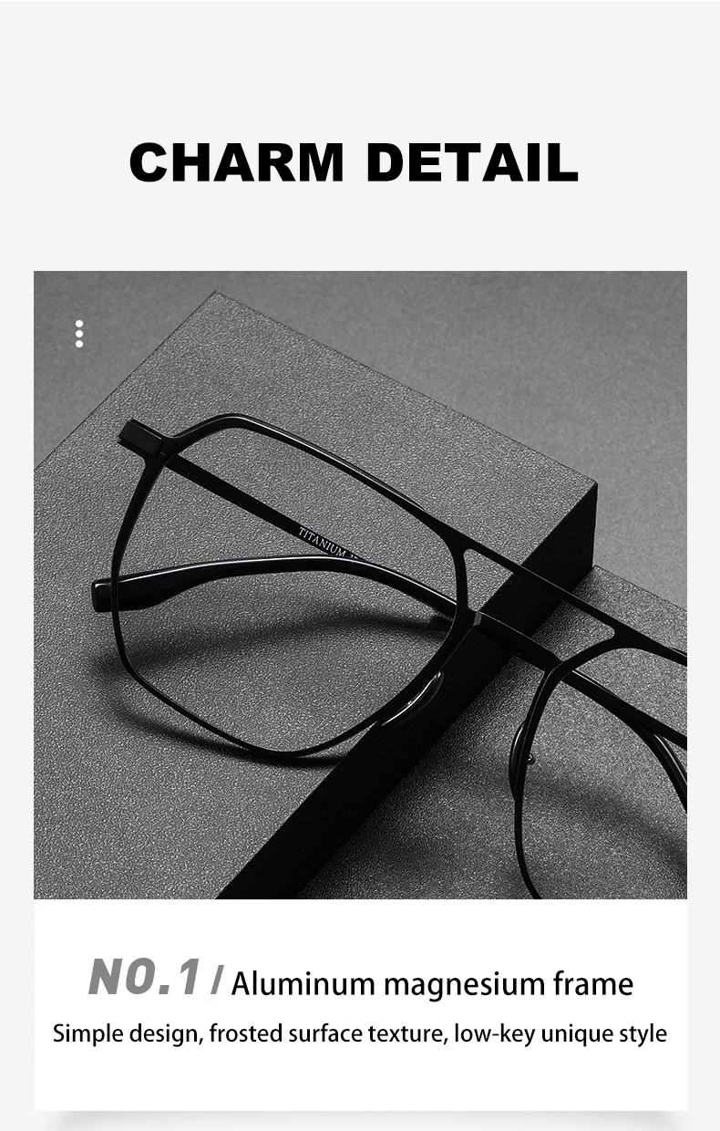 VICKY Large Frame Aluminum Frame Titanium Business Anti-Blue Light Reading Glasses Men Ladies Customizable Prescription ZY-20239