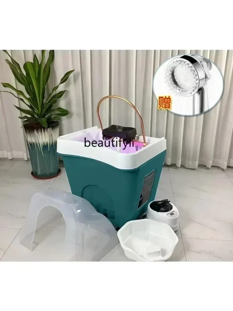 Movable Shampoo Basin Head Therapy Machine Supporting Massage Couch Facial Bed Fumigation Water Circulation Shampoo Machine