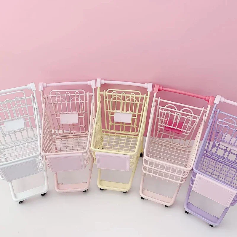Mini Shopping Cart Supermarket Handcart Trolley Parrot Intelligence Training and Playing Toy Utility Cart Storage Toy for Kids