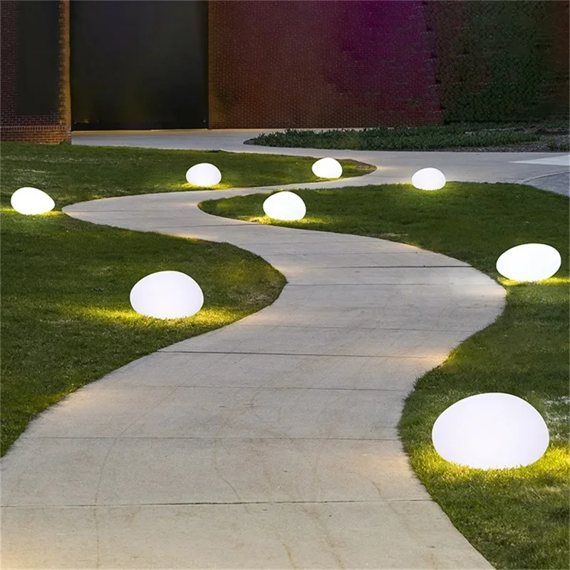 Solar Pebble Light RGB Color Changing LED Stone Lamp Wireless Remote IP65 Waterproof PE Rock Light for Garden Lawn Pathway