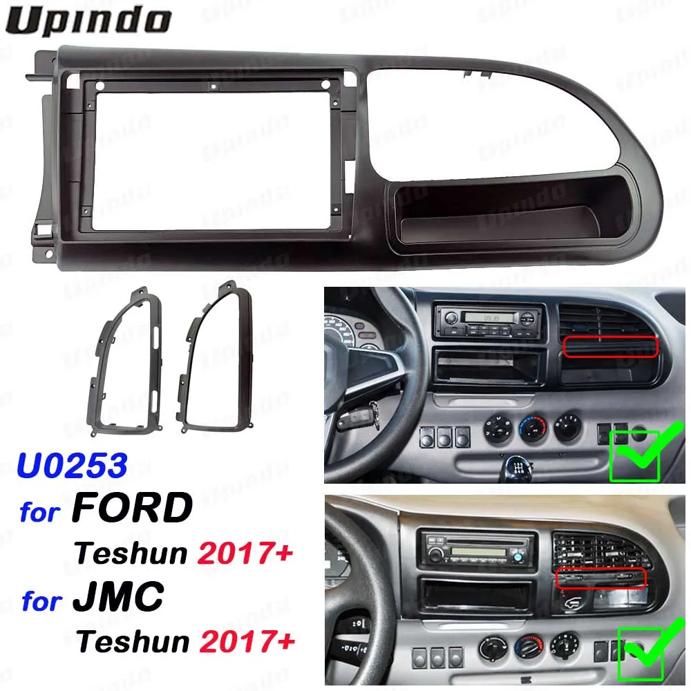 2 Din 9 Inch Car Radio Fascia Panel Frame for Ford JMC Transit Teshun 2017+ Installation GPS Mp5 Dash ABS PC Plastic Mount Kit