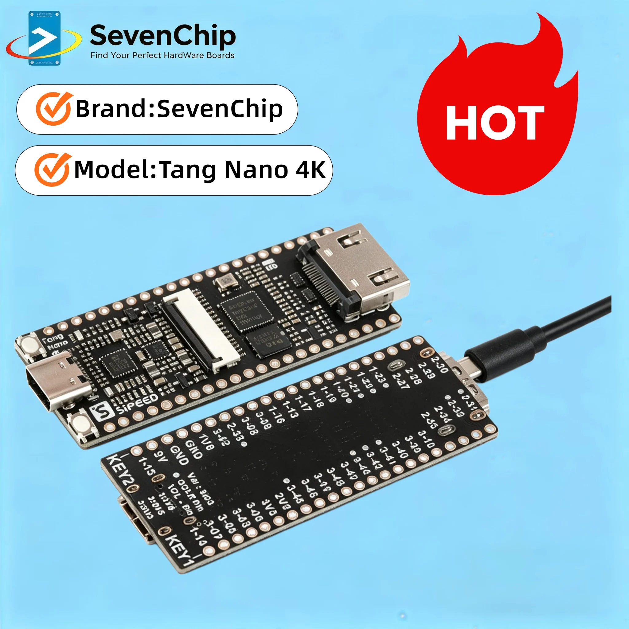 

Минималистичная плата SevenChip Tang Nano 4K FPGA, чип GW1NSR-LV4C, с HDMI и Type-C, для проектов DIY-электроники и образовательных задач