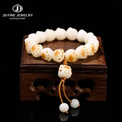 JD Natural Bodhi Root Carved Cat Claw Lucky Cat Cartoon Bracelet Women Weathered Charcoal Burn Small Cute Ethnic Style Jewelry