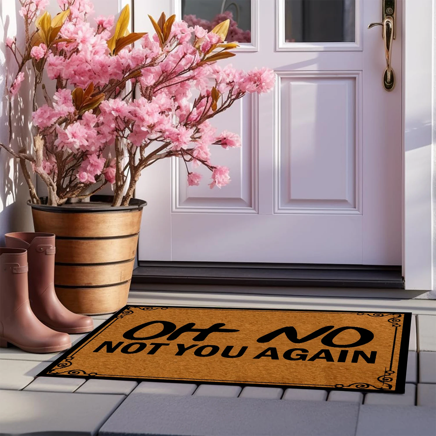 

Oh No Not You Again Doormat Rubber Non-Slip Funny Mats for Entryway Door Mat Indoor Outdoor Rug Floor Foot Mat