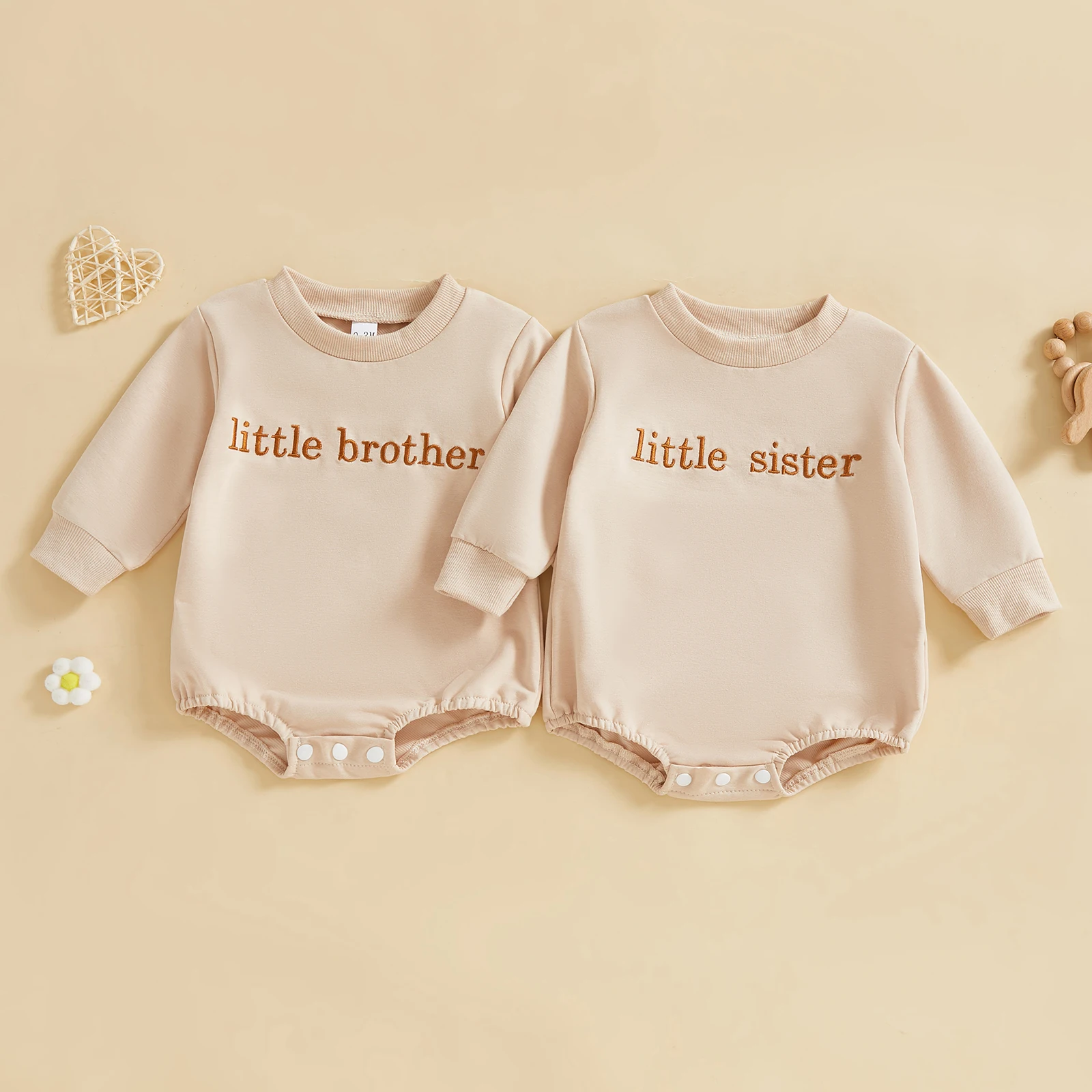 

Lioraitiin Baby Girls Boys Fall Romper Letter Embroidery Long Sleeve Round Neck Sweatshirt Jumpsuit