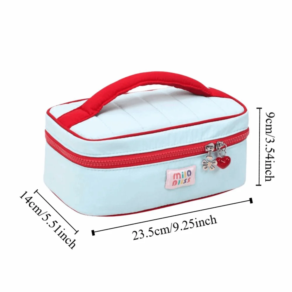 Dopamine Contrast Makeup Bag Large Capacity Handheld Toiletry Storage Bag Handbag Zipper Portable Cosmetic Organizer Student