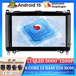 Android 15 Car Radio For Mercedes Benz B200 B Class W169 W245 Viano Vito W639 Sprinter W906 DVD Qualcomm 5G WIFI DSP Head Unit