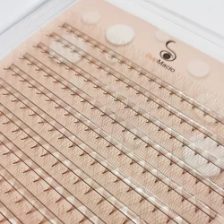 SupMacio Brown Premade fans Eyelash Extensions Thin Pointy Base 10D 6D 5D 4D 3D Volume Sharp Narrow Stem Clusters Russian