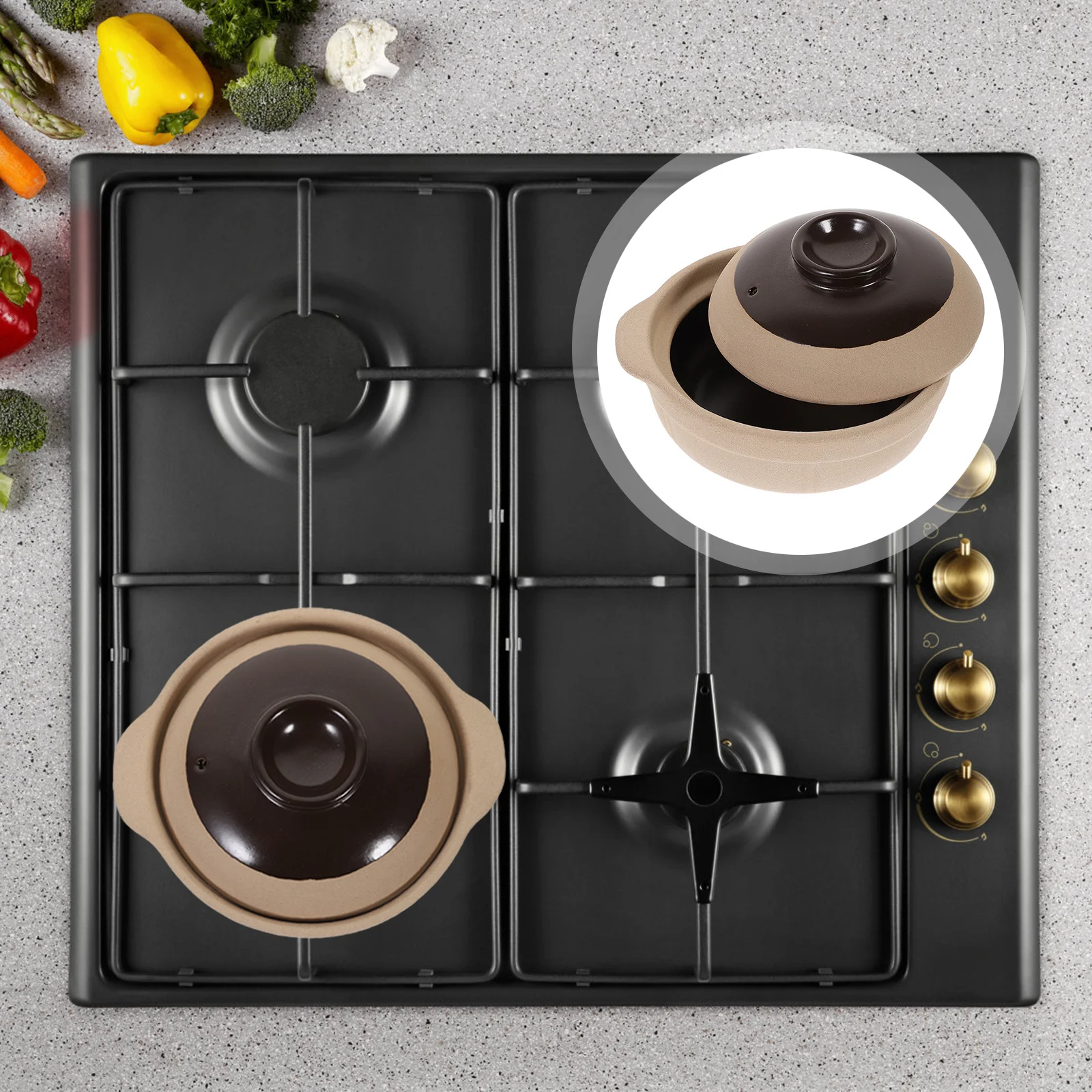 

Pottery Clay Casserole Multi-Functional Stewing Cooking Pot Smooth Non-Joint Surface for Home Stove Food Store Kitchen Cookware