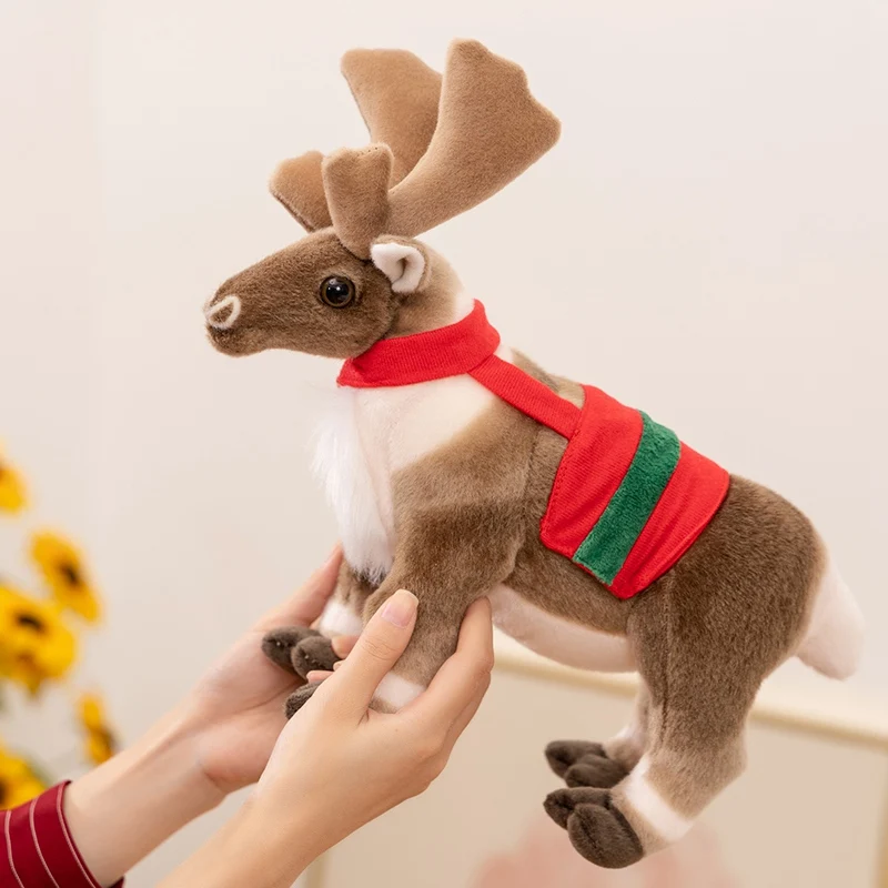 横たわる姿勢のシカ鹿のぬいぐるみ ﻿   立っている姿勢のクリスマスのトナカイのぬいぐるみ メリークリスマス 新年飾り 子供への最高の贈り物