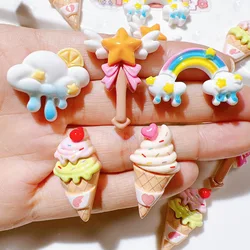 10pcs Resin Cartoon Clouds, Ice Cream, Rainbow, Magic Wand Figurines Flat back Scrapbook DIY Accessories Decor Crafts
