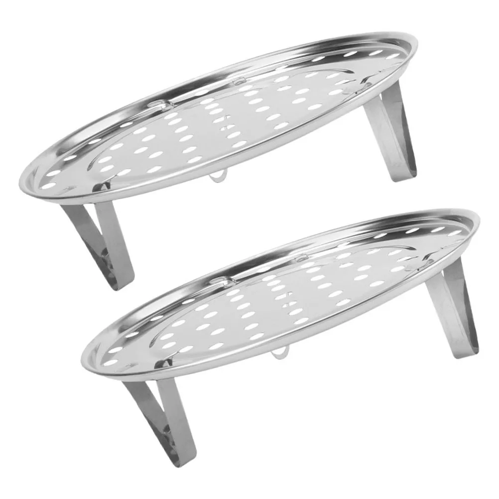 

2Pcs Multifunctional Steaming Rack Stainless Steel Three-Legged Round Steam Tray for Vegetables Seafood Dumplings Cooking Baking