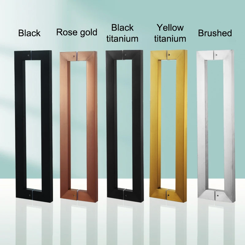 Modern Thickened Door Handle Stainless Steel Glass Door Handle KTV Hotel Sliding Wooden Anti-theft Door Handrail Square Tube