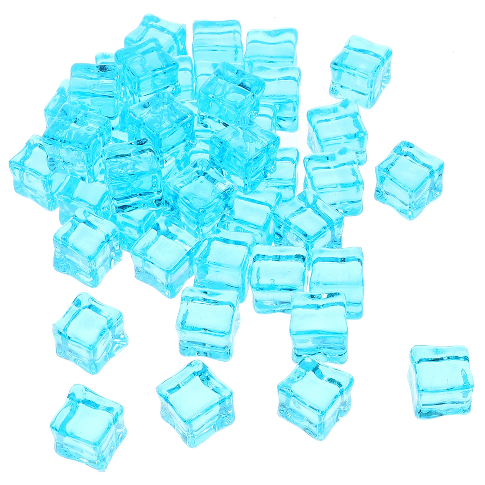 50 Pcs Artificial Ice Rock Fish Tank Fake Cube Decorate Sky-blue Plastic Photography Props