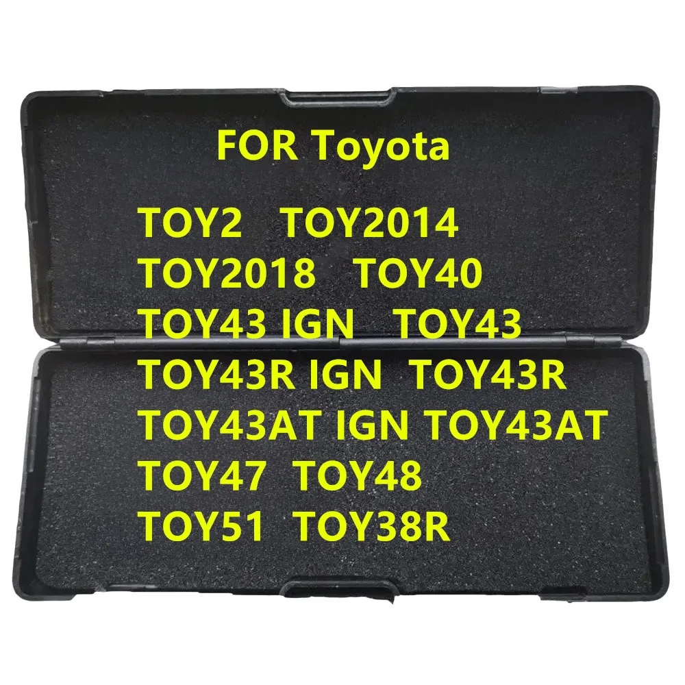 Lishi tools, including TOY2 TOY2014 TOY2018 TOY40 TOY43 IGN TOY43R IGN TOY43AT IGN TOY47 TOY48 TOY51 TOY38R are used for Toyota.