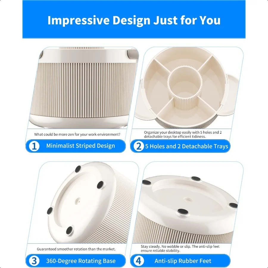 حامل قلم دوار 360 درجة للمكتب 2025 منظم مكتب دوار مطور للقرطاسية قلم رصاص ماركر فرشاة للمكياج مع