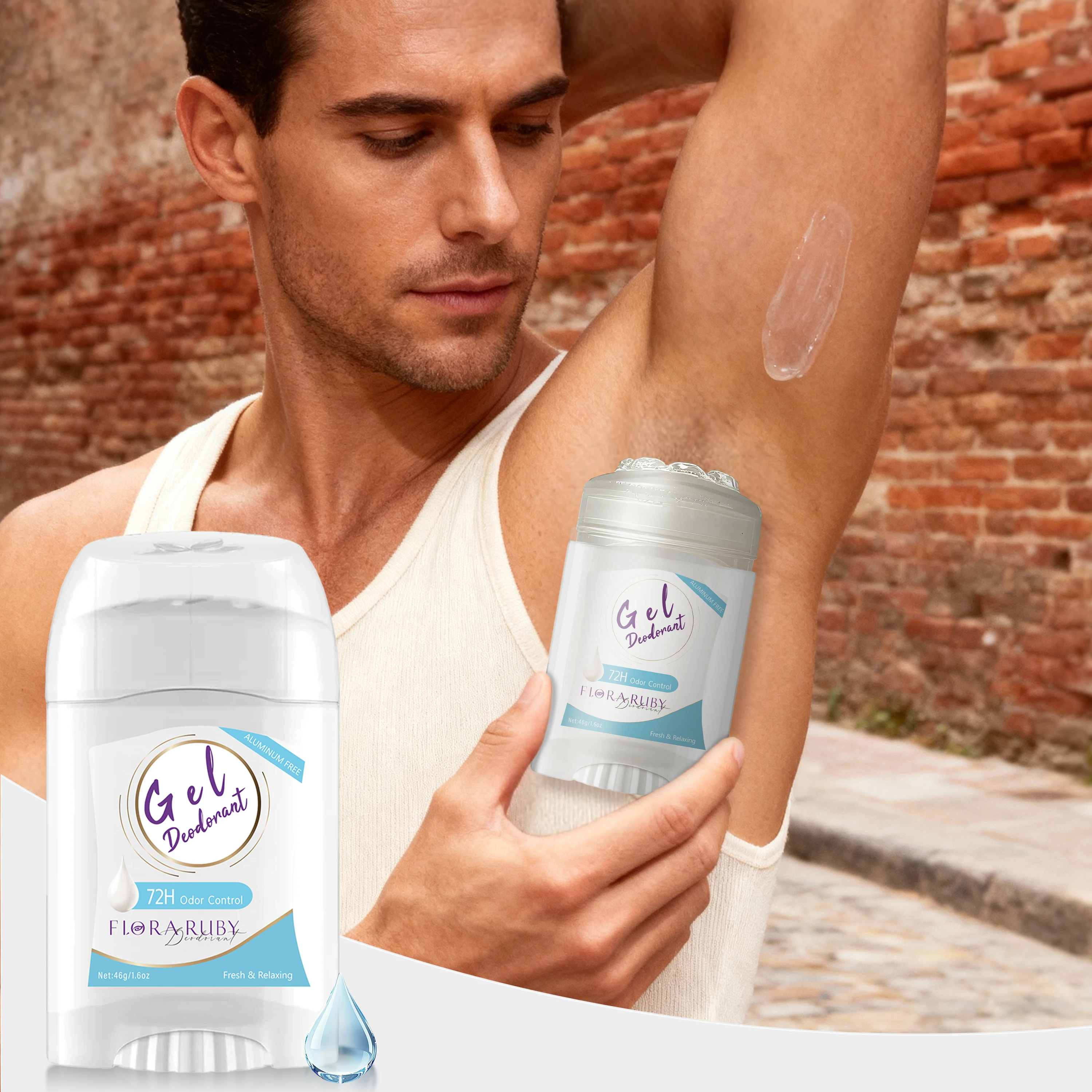 

Flora Ruby 48 Hour Aluminum Free Fragrance Gel Reduces Underarm Odor, Long lasting fragrance retention, Unisex Deodorizer