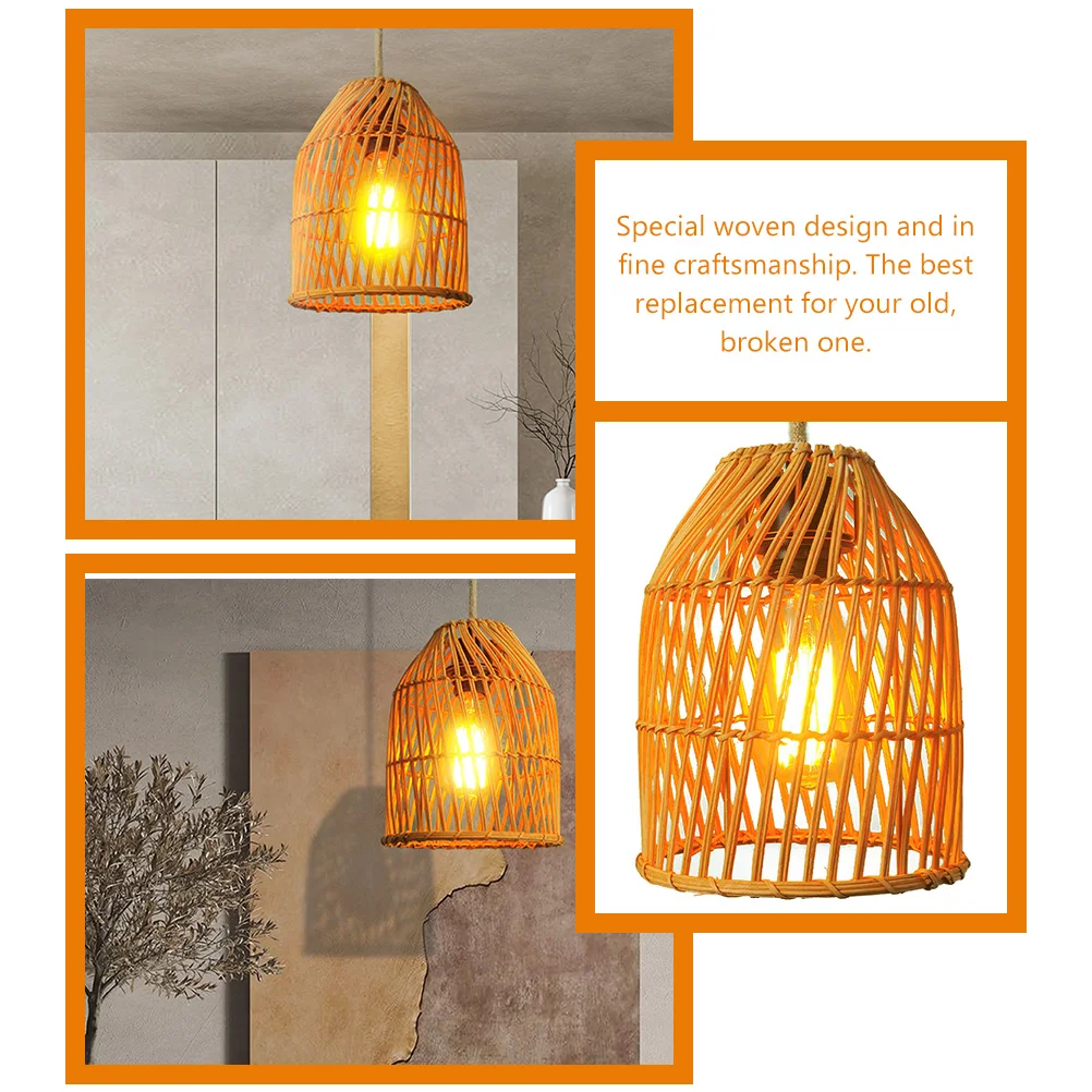 

Exquisite Woven Rattan Lamp Shade for Hanging Lamp Bohemian Chandelier Cover Replacement Rustic Light Fixture Decor Indoor