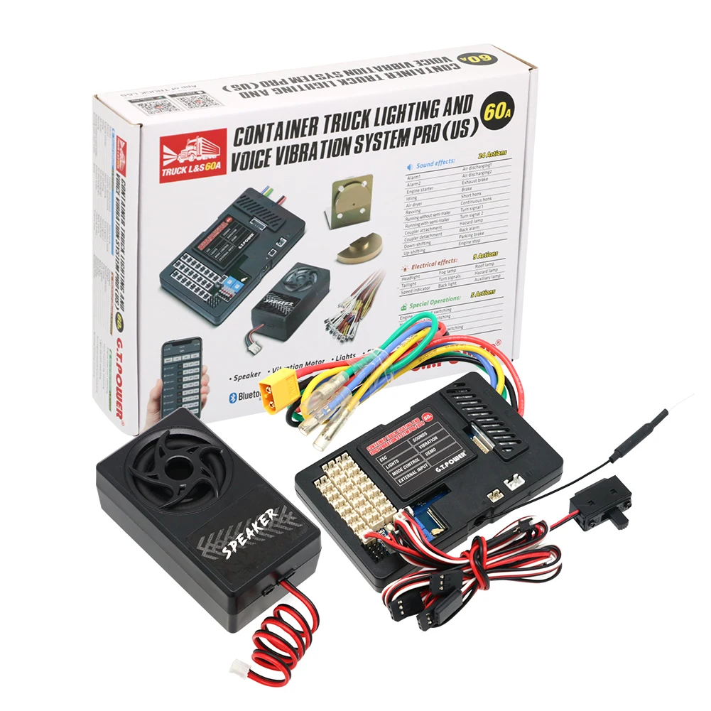 G.T.Power RC voiture conteneur camion éclairage système de Vibration vocale pro avec sortie ESC 60A pour pièces d'accessoires de voiture RC
