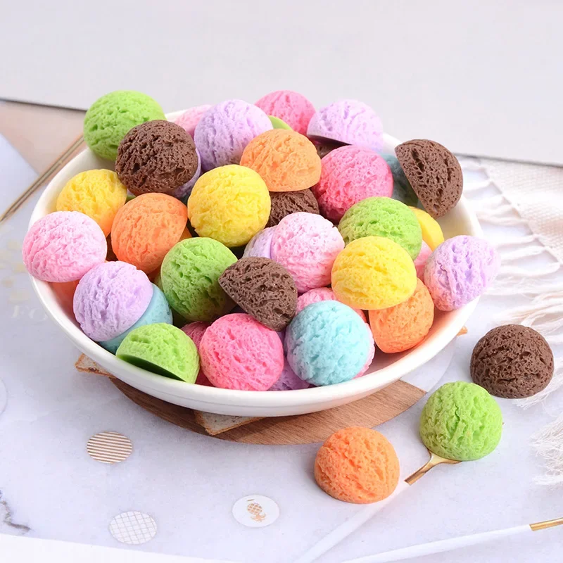 Resin Simulation Ice Cream Ball, Mobile Phone Case, Stationery Box, Storage Box, Handmade Shop, DIY Material, 20 Pcs